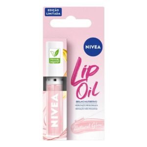 NIVEA Lip Oil Brilho Nutritivo Natural Glow 5,5ml, Hidratação Prolongada, Efeito Gloss, Para Todos os Tons de Pele