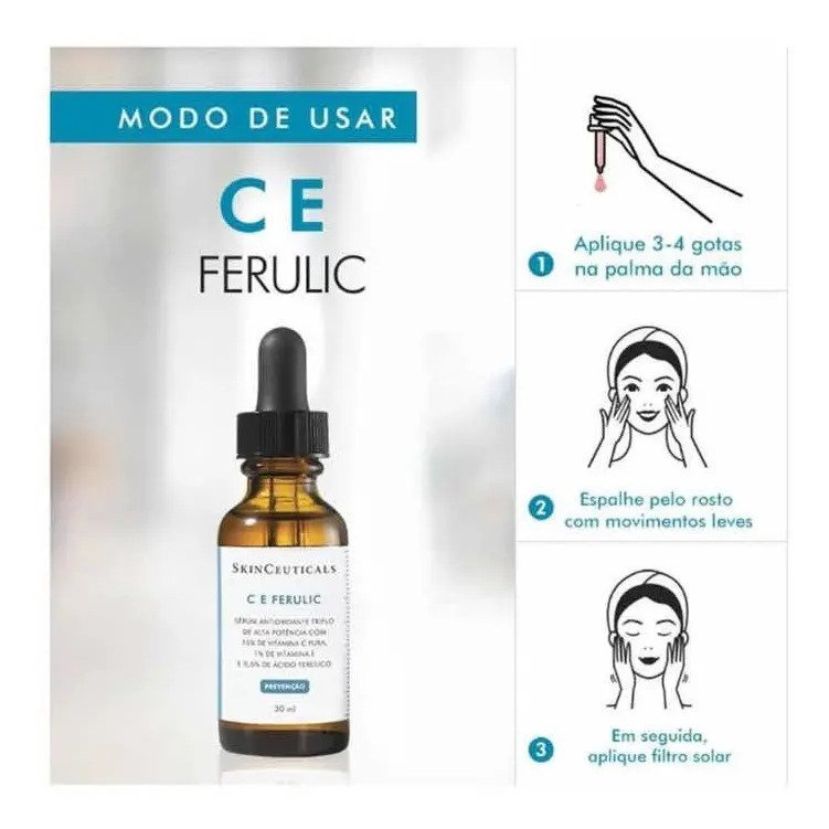 Sérum C E Ferulic SkinCeuticals Antioxidante dia para todos os tipos de pele de 30mL 40+ anos - Imagem 4